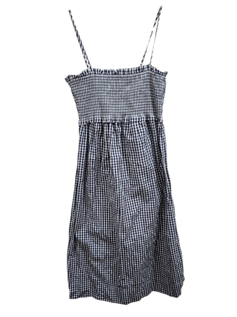 J.Crew Re-Imagined Gingham Smocked Midi Dress Navy White Check Sundress Size M - Picture 3 of 11